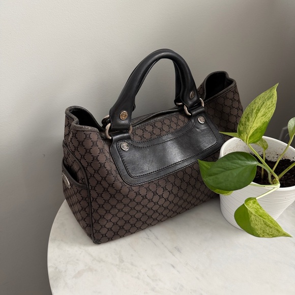 Celine Handbags - Celine Black Monogram Canvas Vintage Hobo with Black Trim